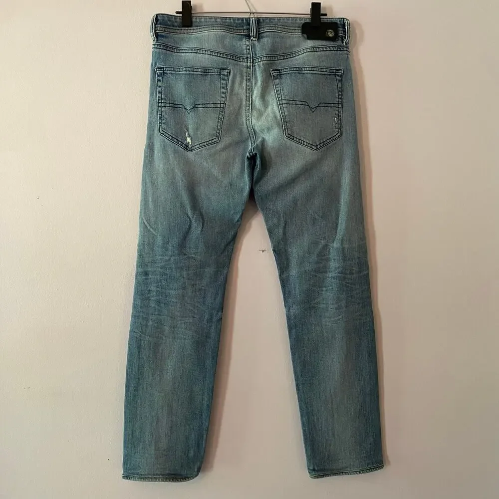 Diesel Buster Button Fly Light Wash Distressed Jeans Straight Men's size 33 x 32